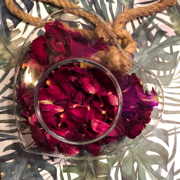 Heart Glass Terrarium with Pink Petals - Picture 2 of 2